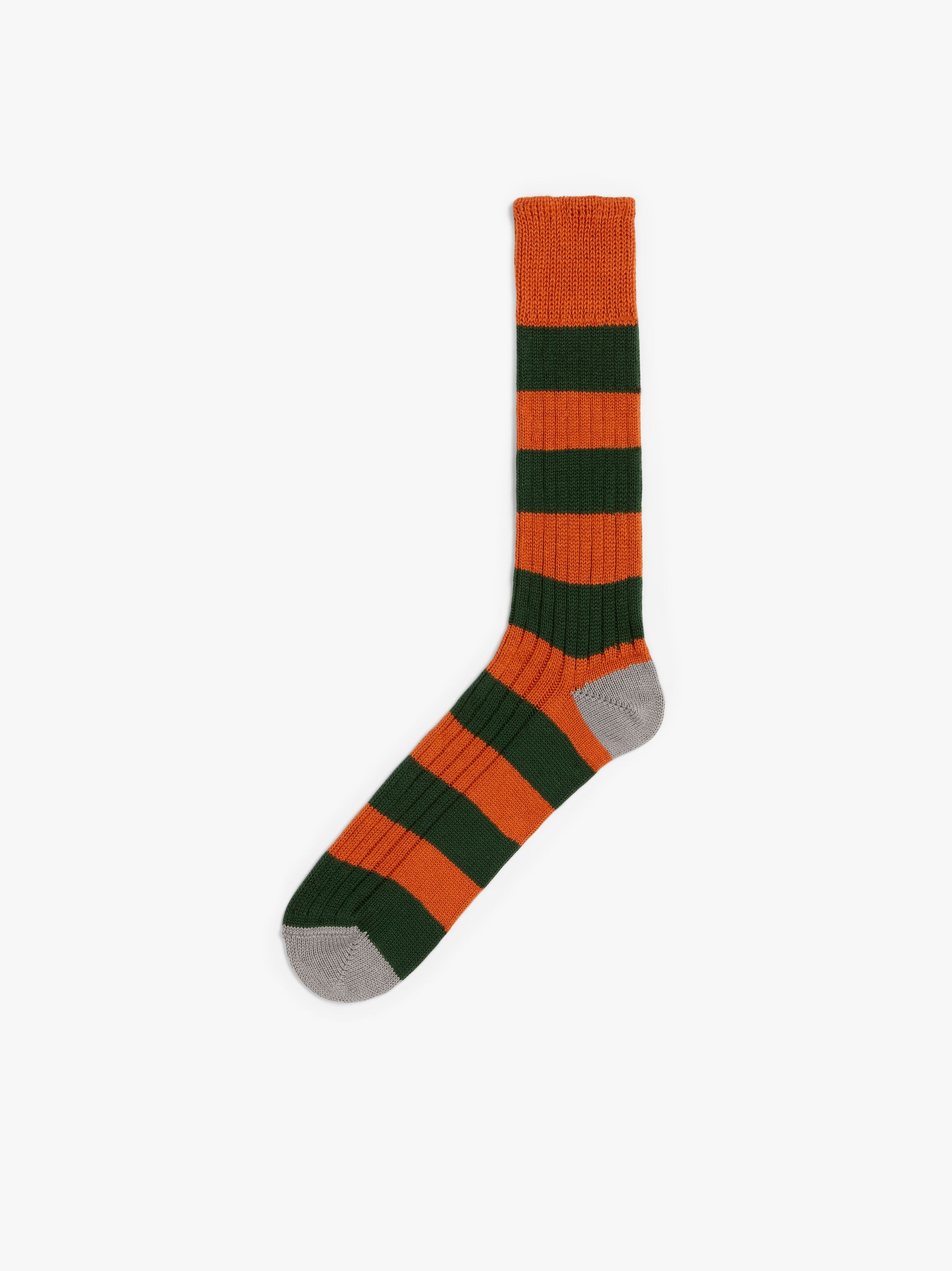 BURNT ORANGE, DARK GREEN AND GREY COTTON SOCKS - 1