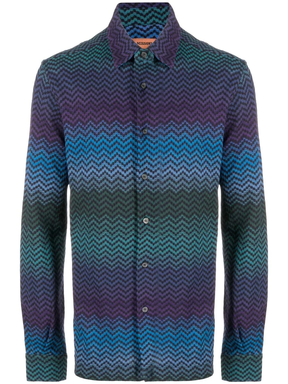 zigzag-pattern long-sleeve shirt - 1