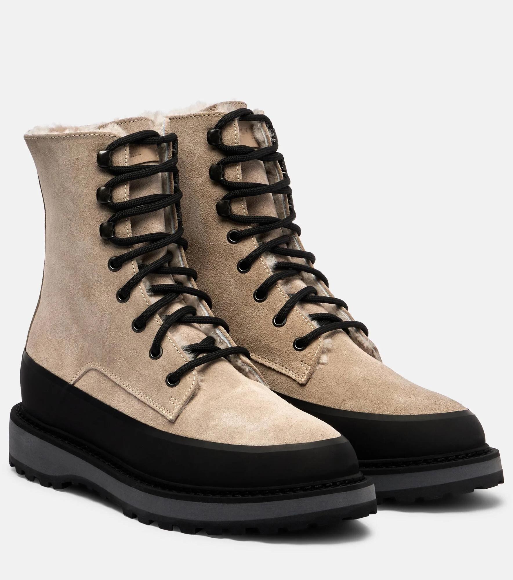 Dolomite shearling-lined suede combat boots - 1