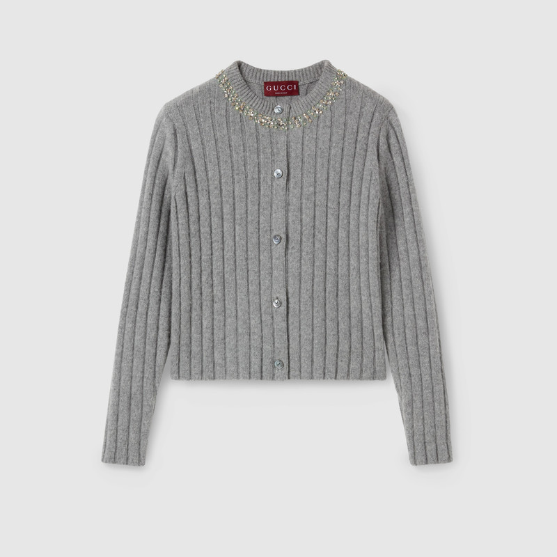 Rib soft wool and cashmere cardigan 1