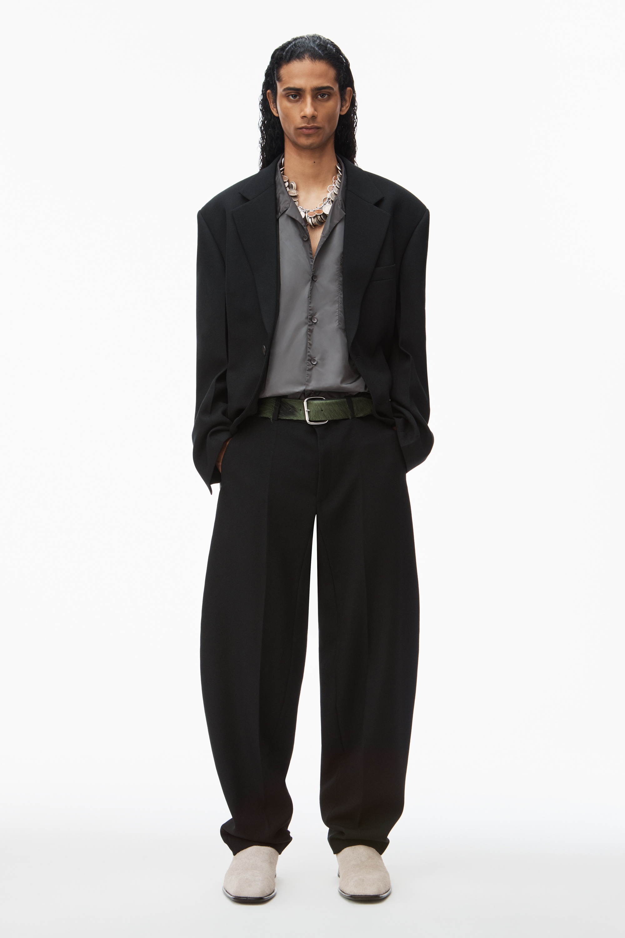 wool tailored trouser with money clip - 2