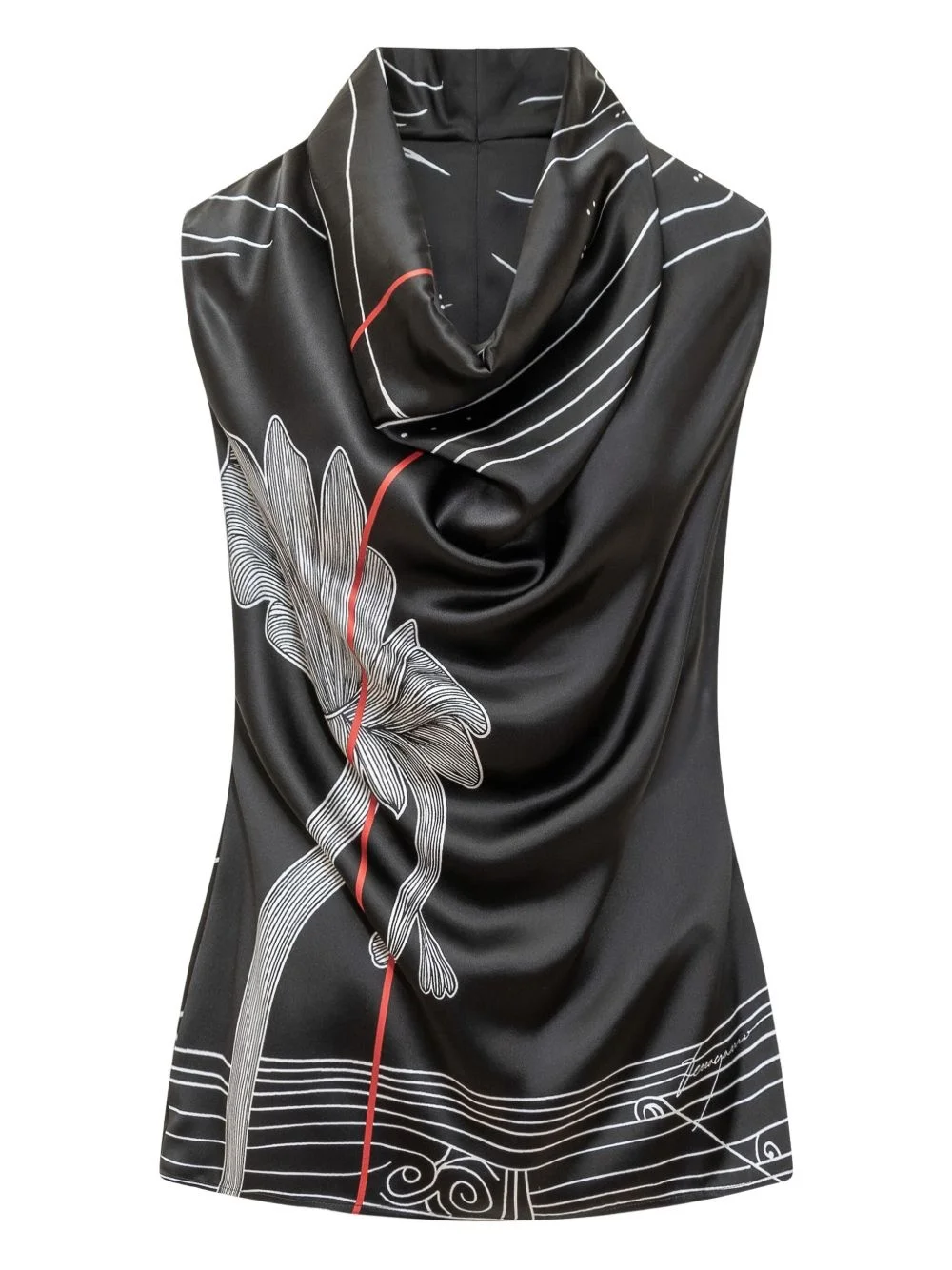 printed silk top - 1