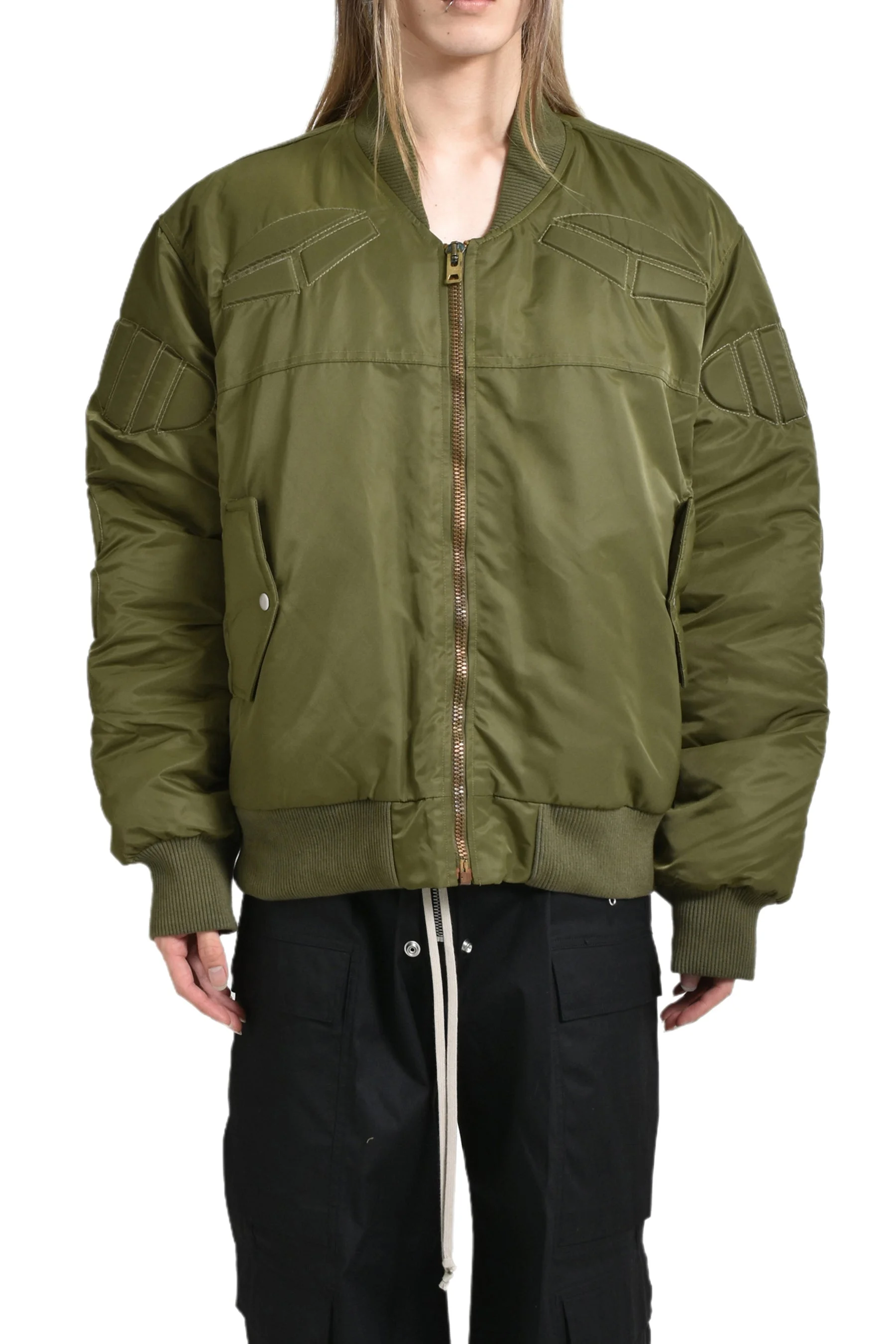 SATIN MA-1 MOTO JACKET / GRN - 1