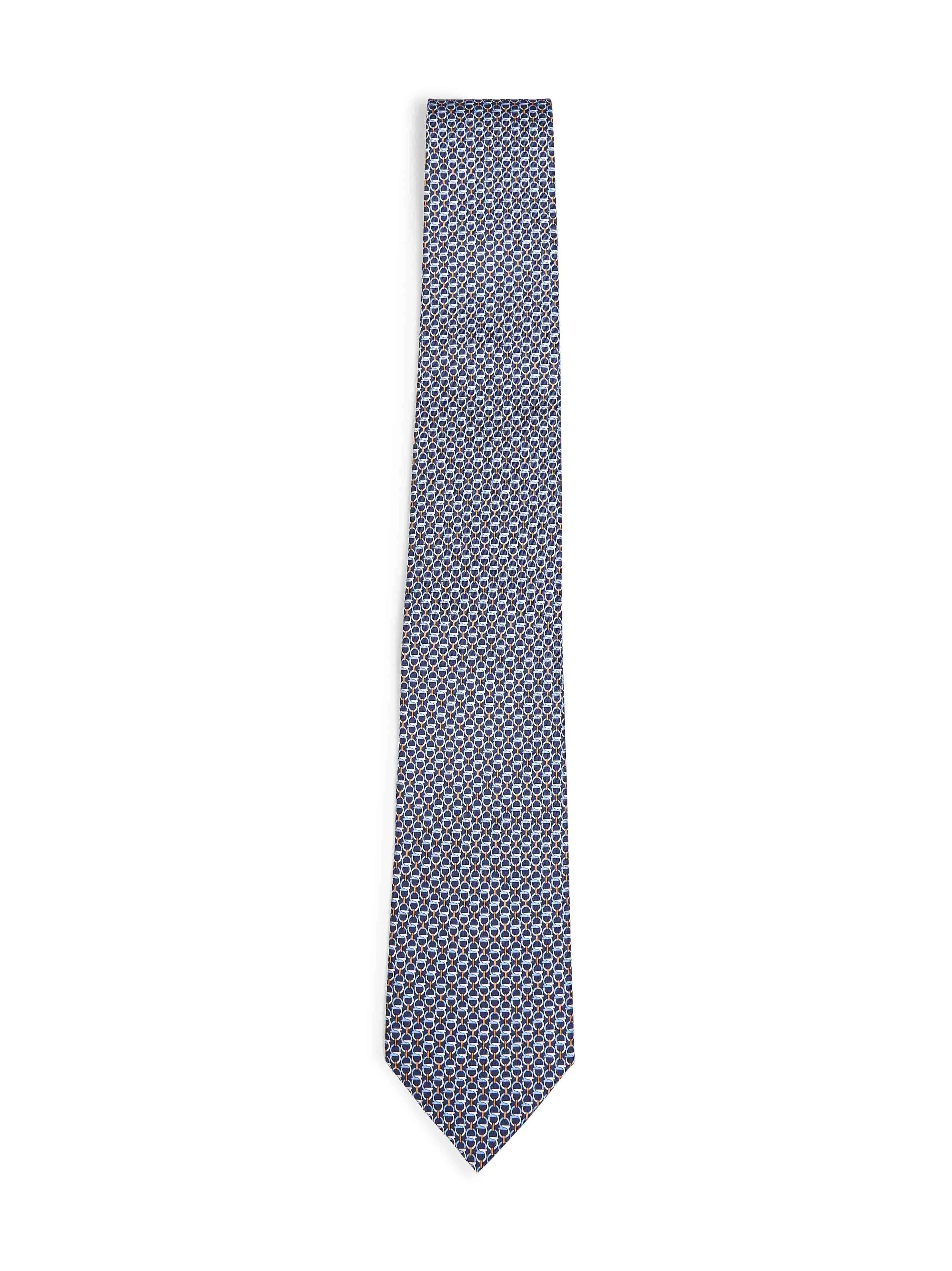 Navy blue Gancini silk twill tie - 1