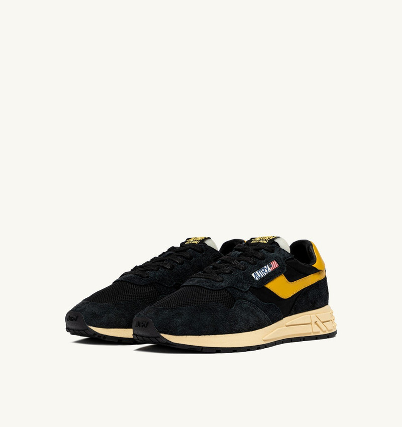 AUTRY REELWIND LOW SNEAKERS IN NYLON SUEDE AND LEATHER COLOR YELLOW AND BLACK outlook