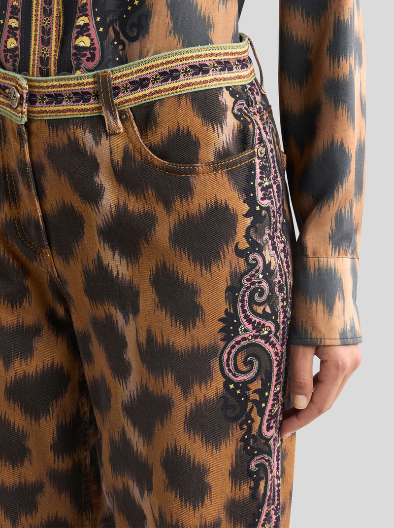 Etro BOOTCUT JEANS IN BULL DENIM WITH ANIMAL MOTIF outlook