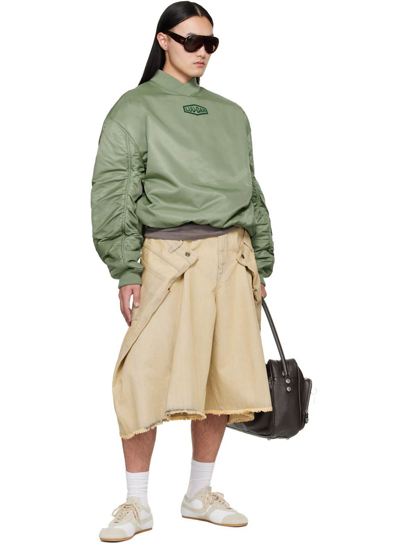 LU'U DAN Off-White Maxi Denim Shorts outlook