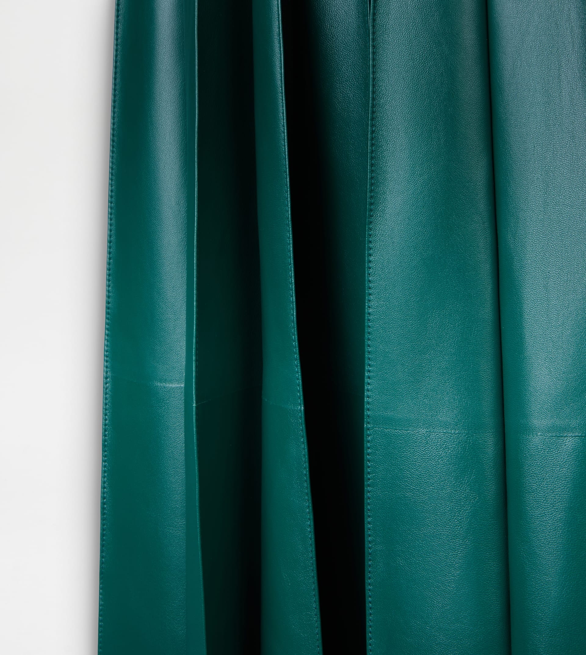DRESS IN PLEATED EFFECT LEATHER - GREEN - 3