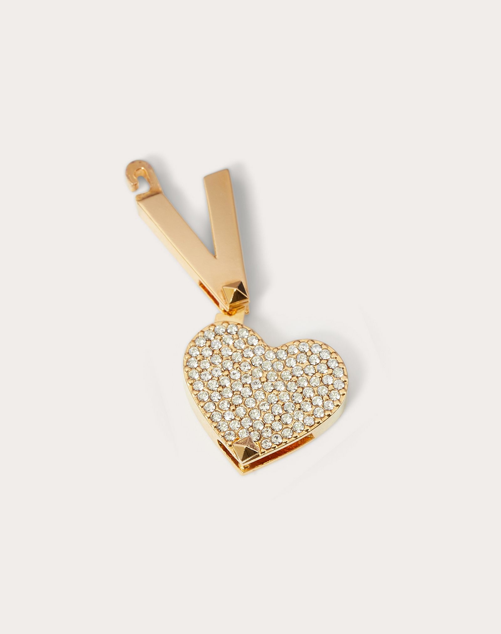 Call me Valentino heart-shaped metal and crystal charm - 5