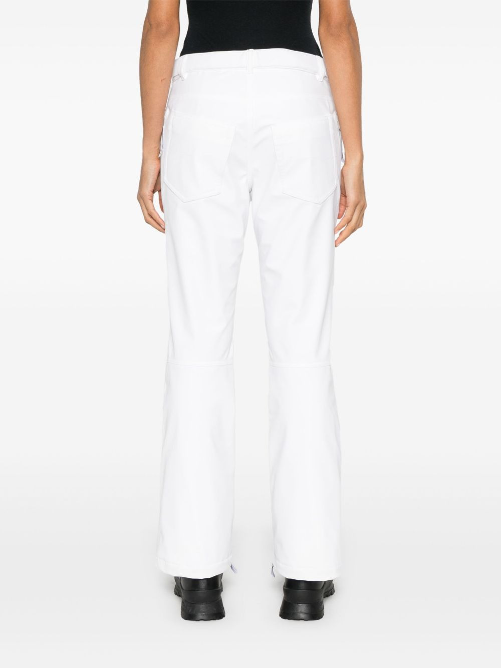 logo-print press-stud flared trousers - 4