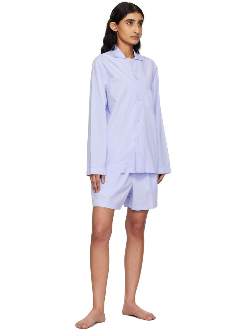 TEKLA Blue Poplin Long-Sleeved Pyjama Shirt outlook