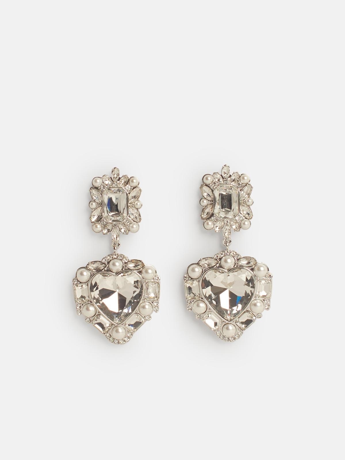 HEART' SILVER BRASS EARRINGS - 1