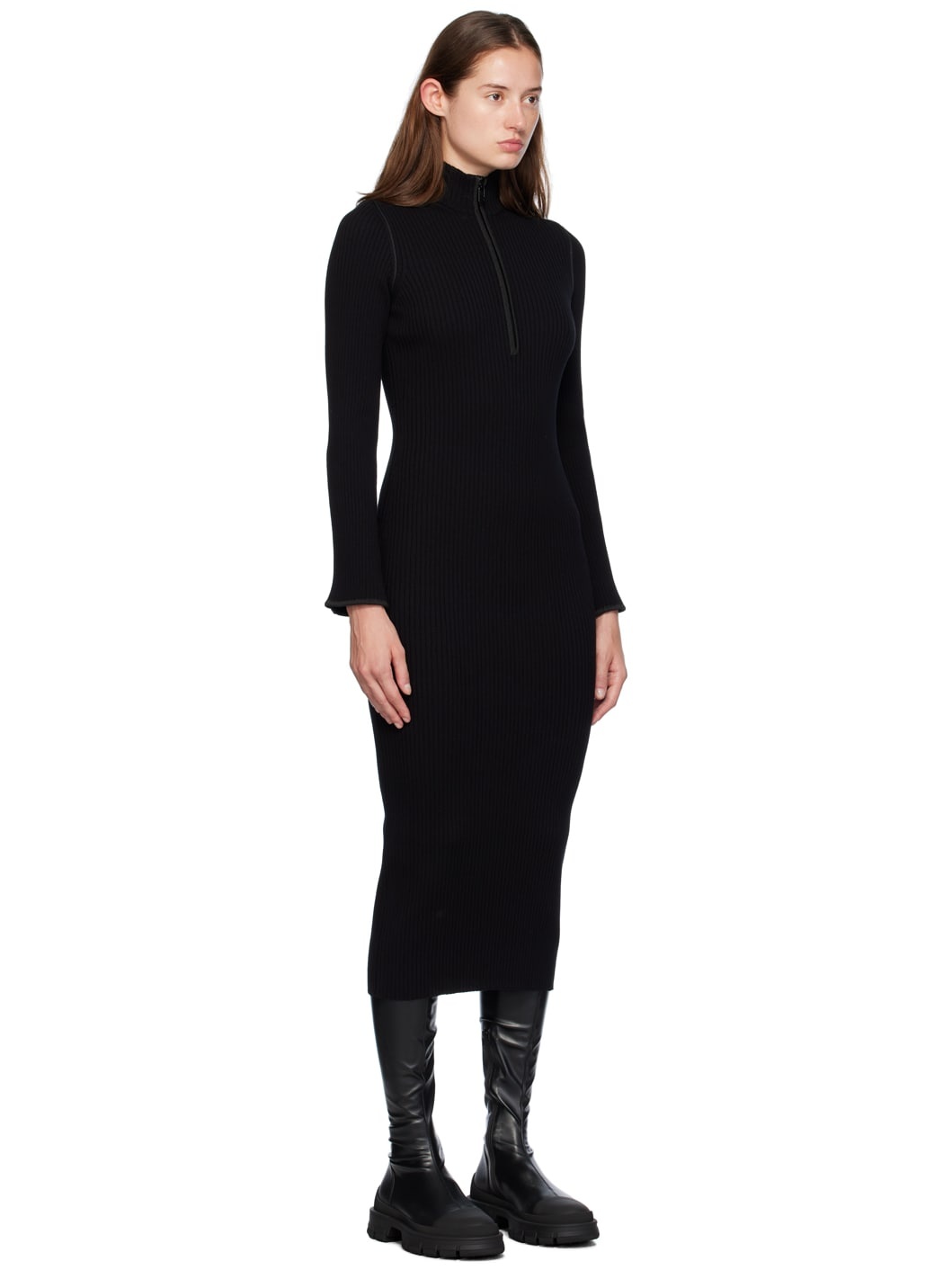 Black Wool Midi Dress - 2
