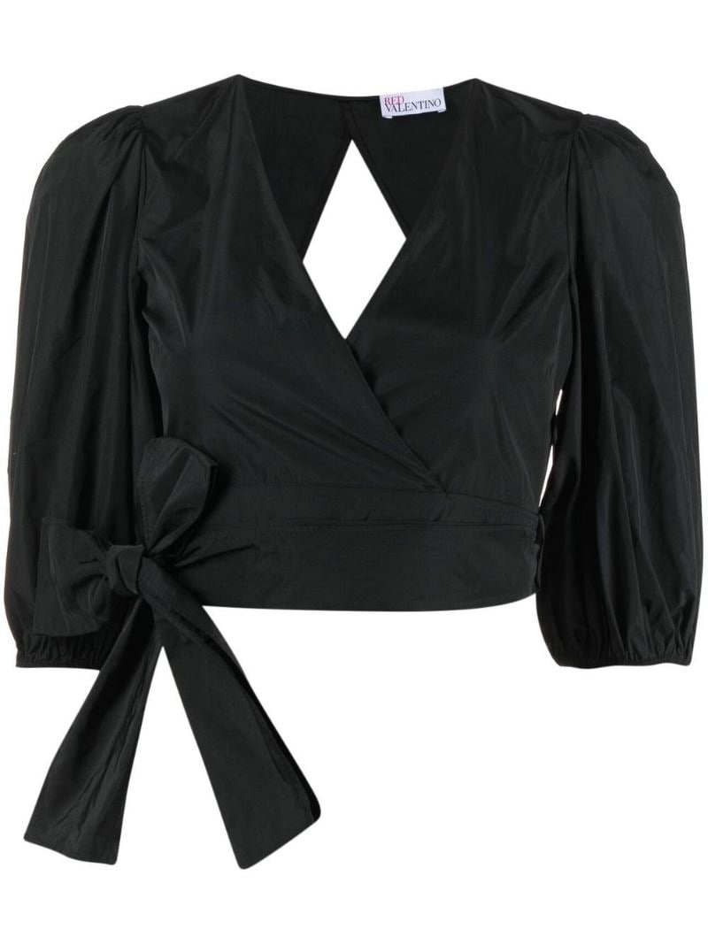 V-neck cropped wrap blouse - 1