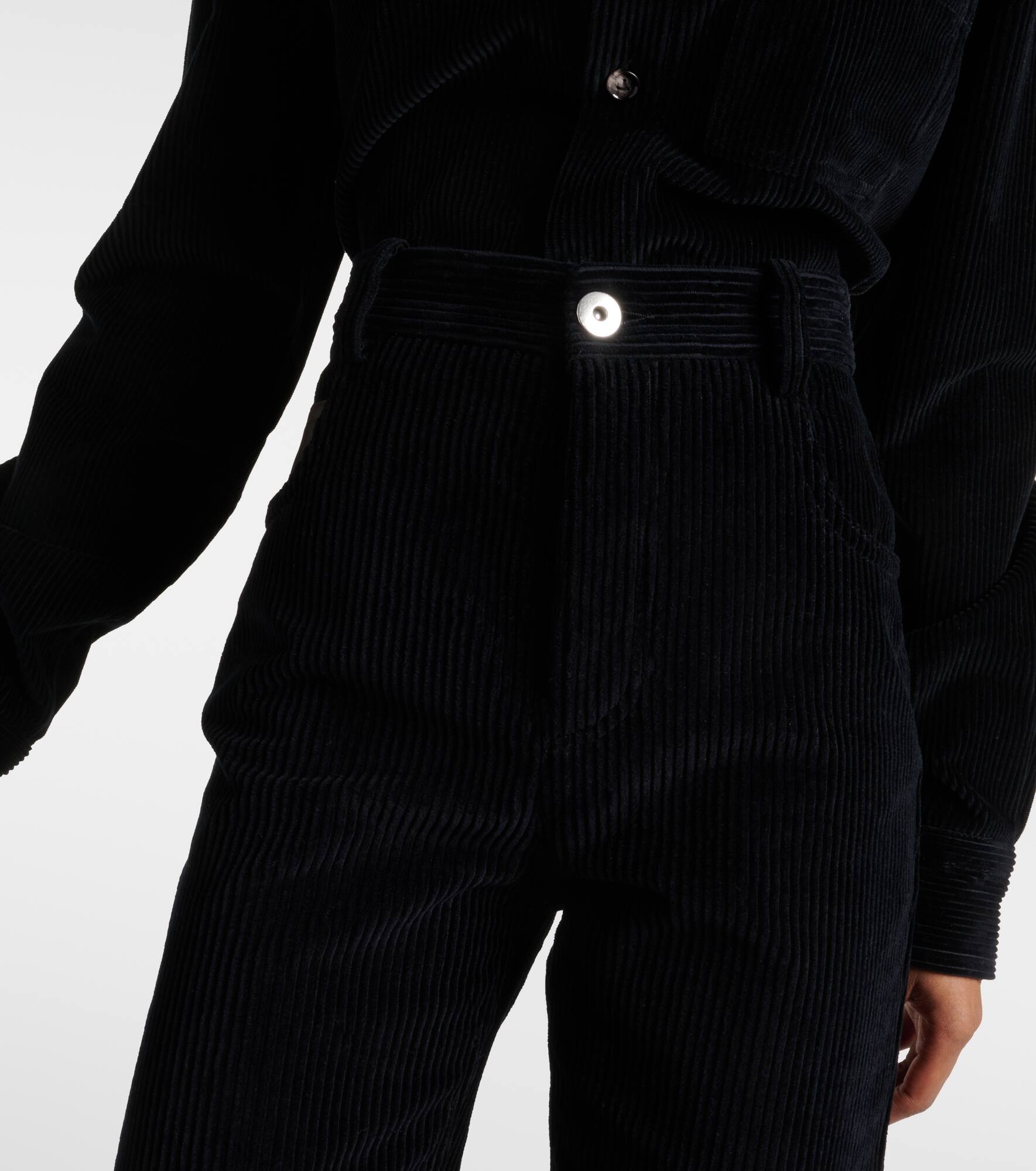 High-rise cotton corduroy straight pants - 4