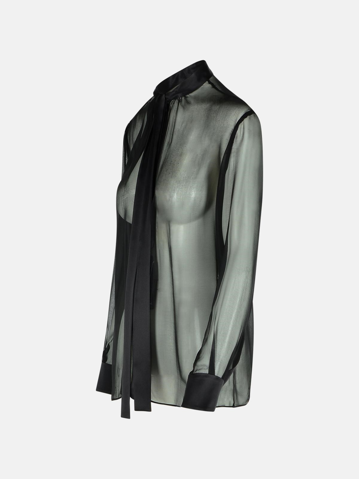 BLACK SILK SHIRT - 2