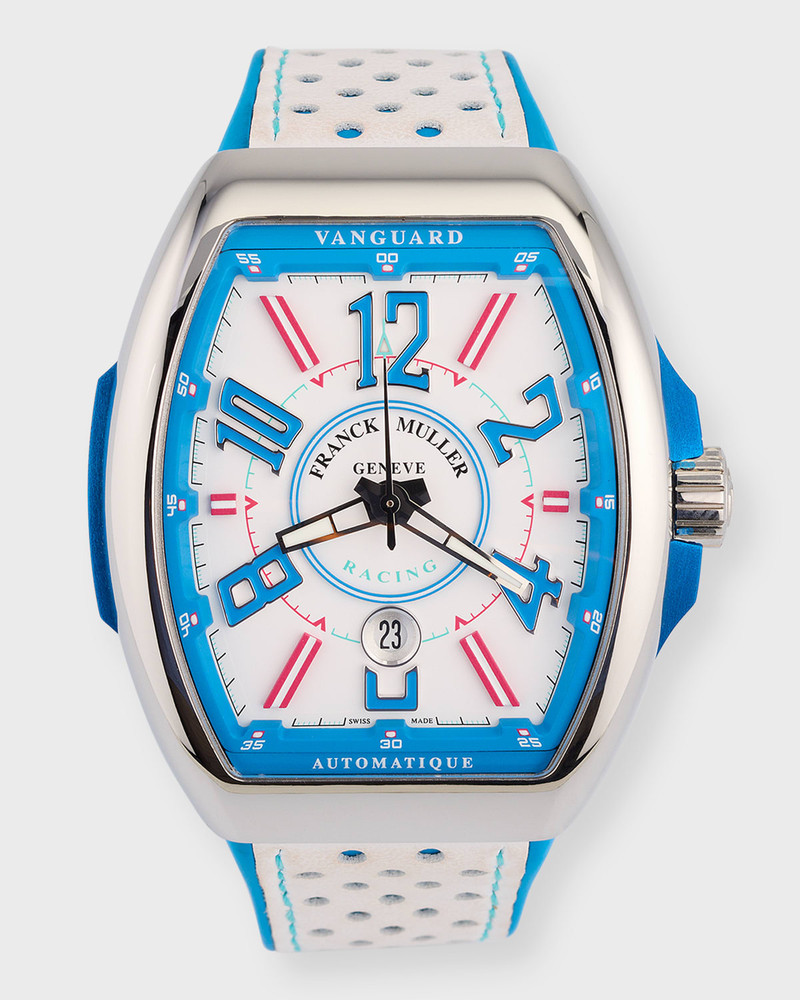 45mm Vanguard Racing Automatic White and Blue Accent Watch 1