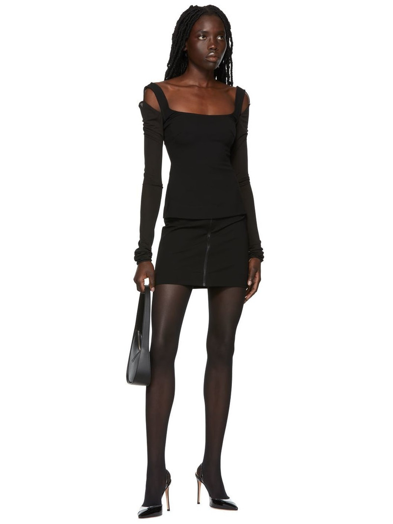 NENSI DOJAKA Black Zip Miniskirt outlook