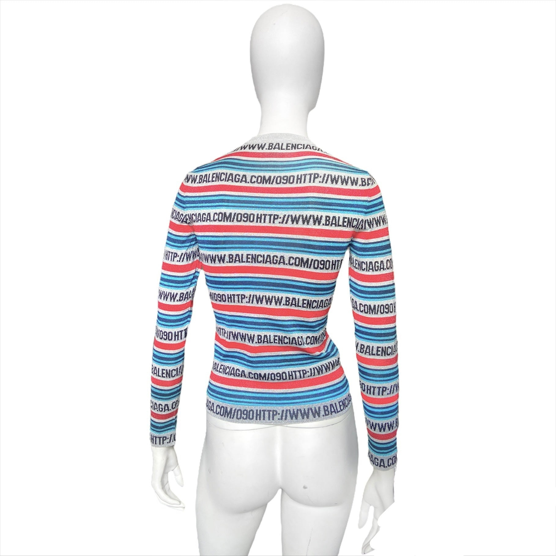 Balenciaga Website Url glitter jacquard knit striped sweater top 38 - 5