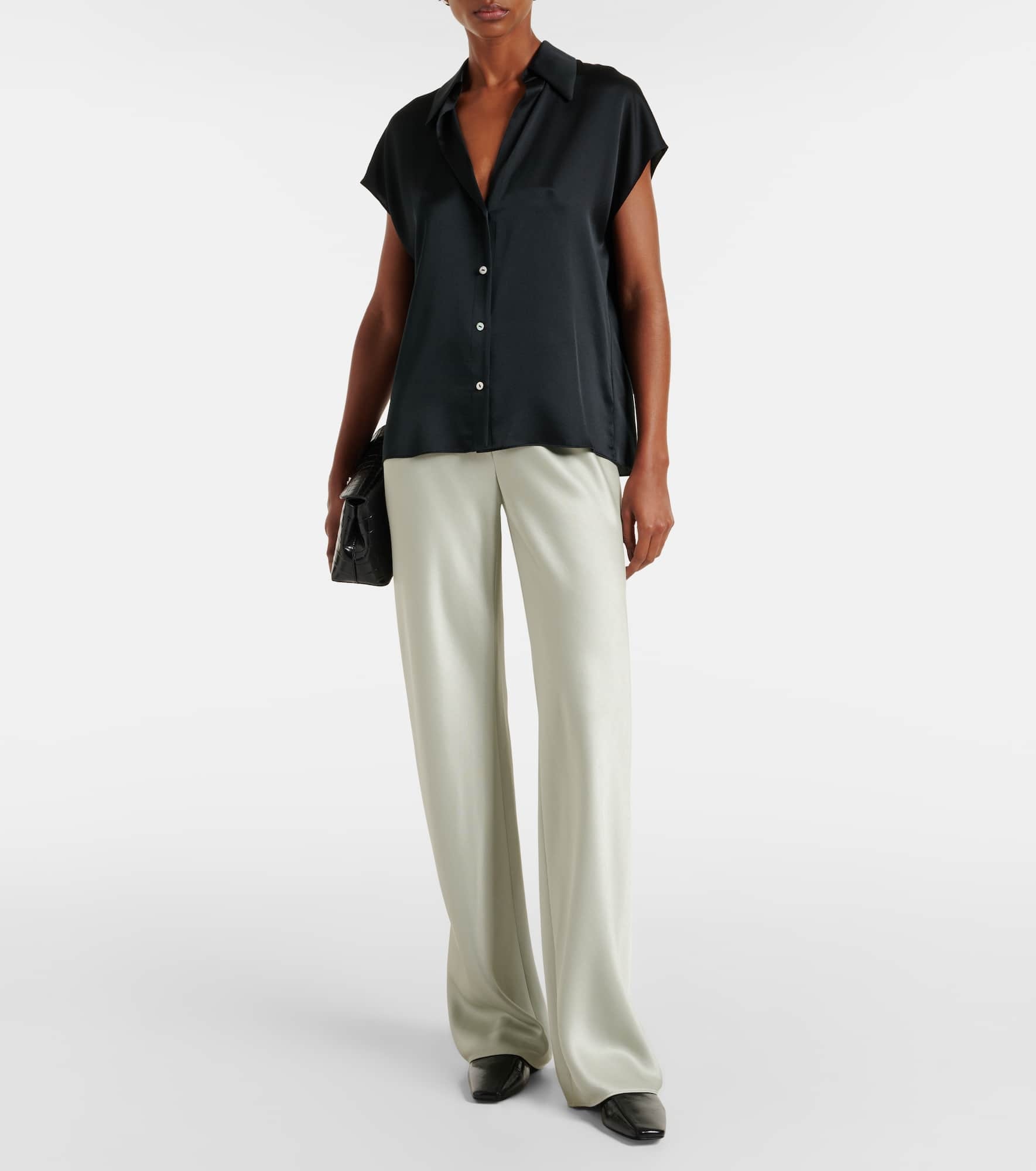 Ruched silk satin top - 2