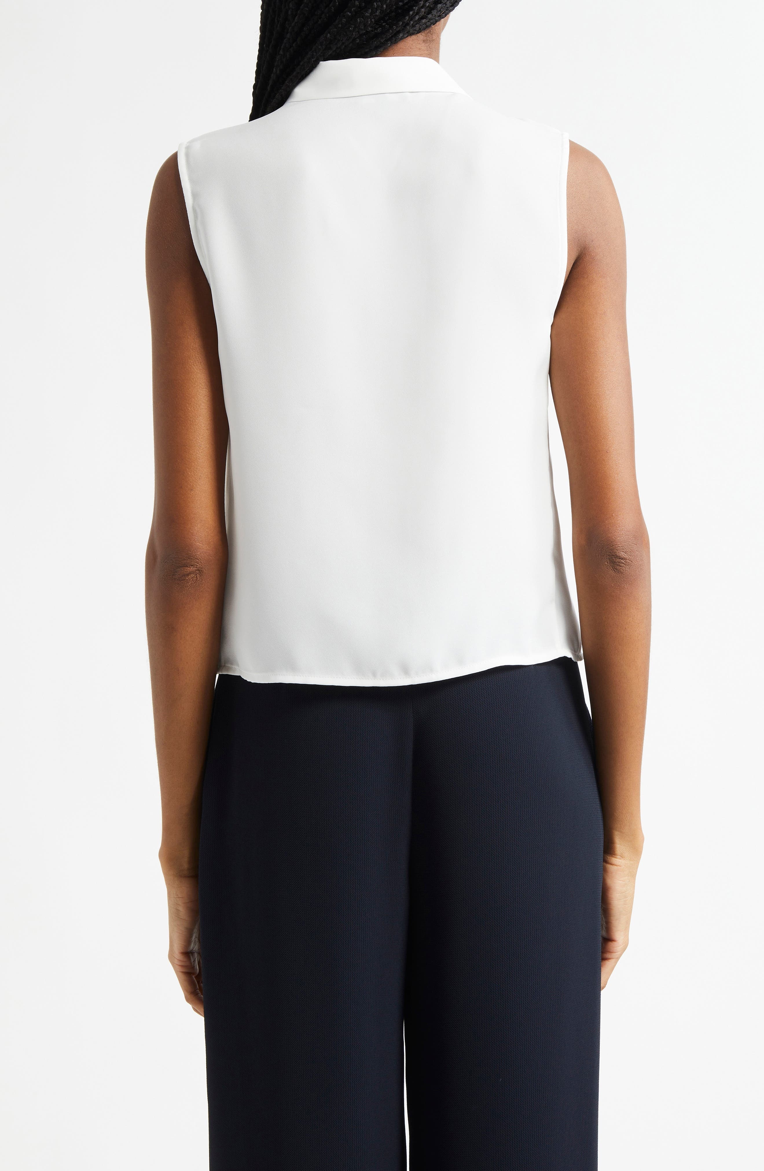 Emporio Armani Sleeveless Button-Up Shirt in Warm White at Nordstrom - 2