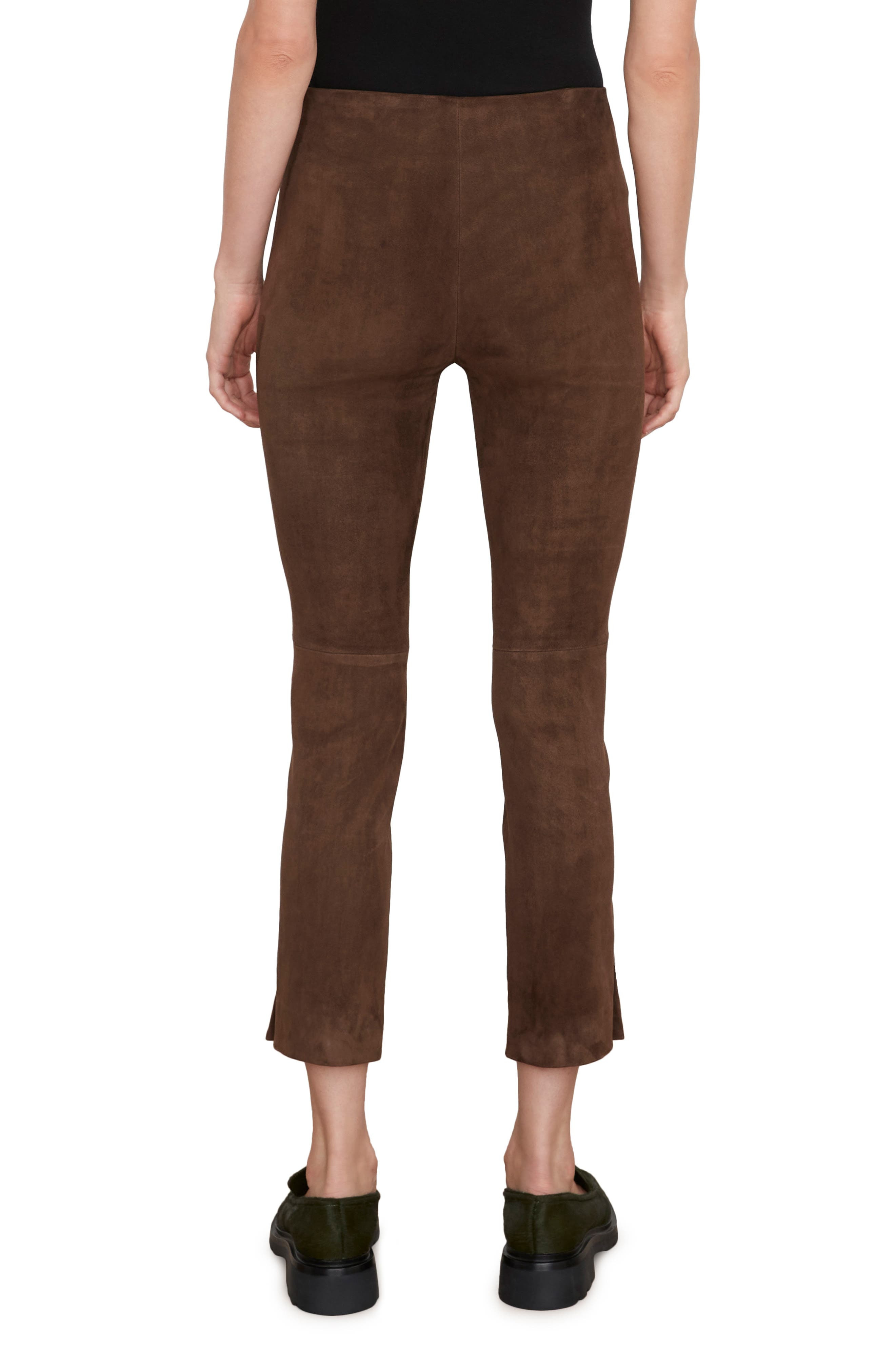 Stretch Suede Split Hem Crop Pants - 2