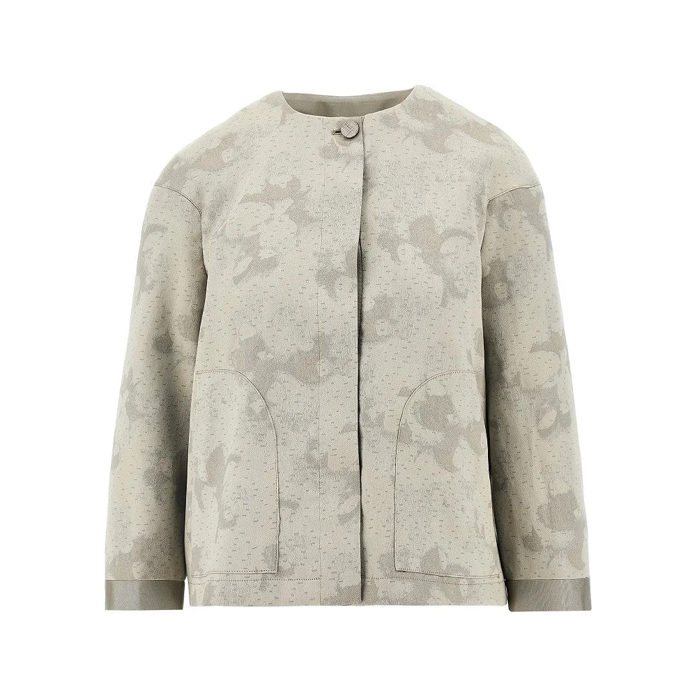 CAMOU FLOWER JACQUARD FABRIC JACKET - 1