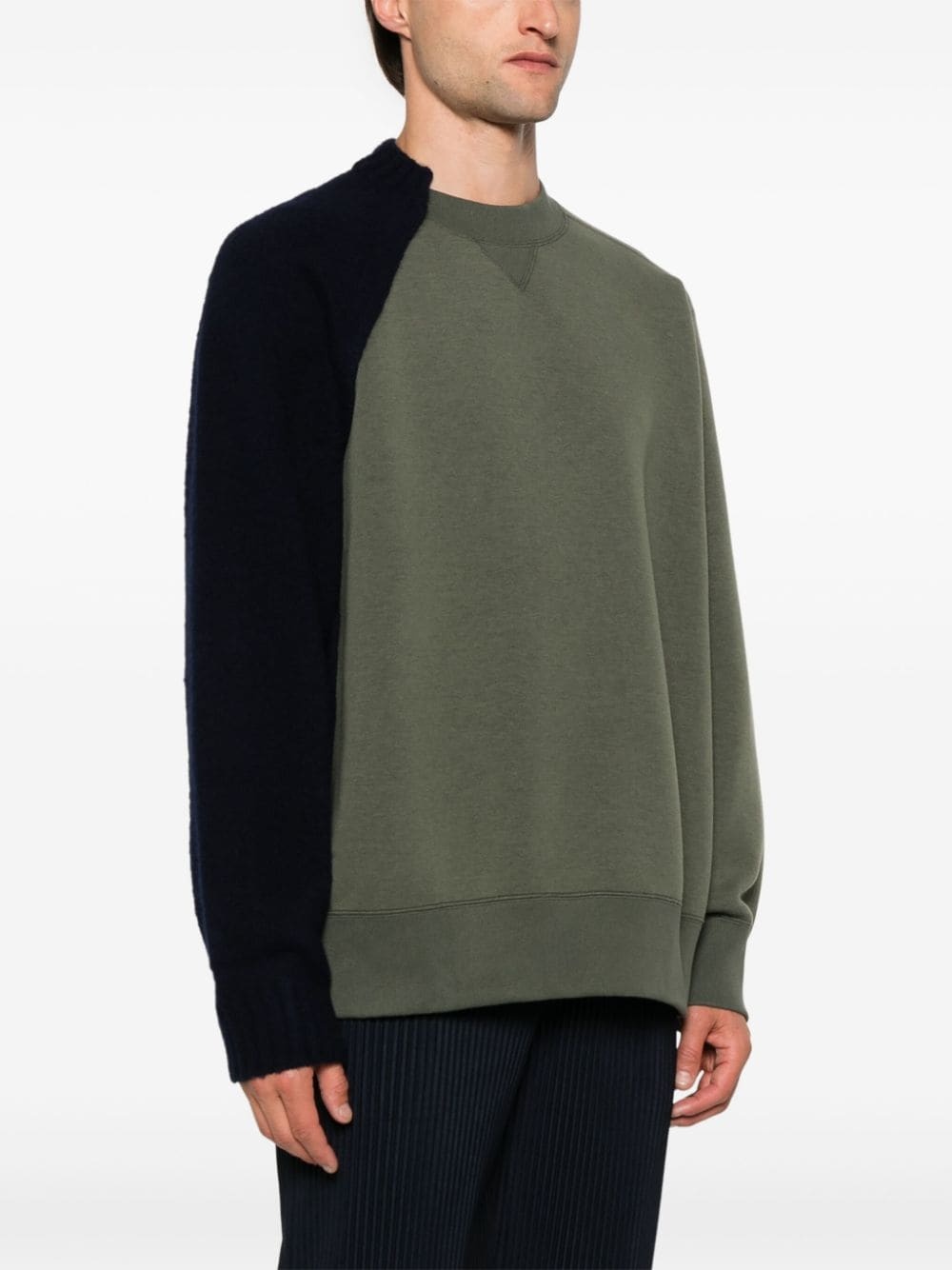 knit-panelled sweatshirt - 3