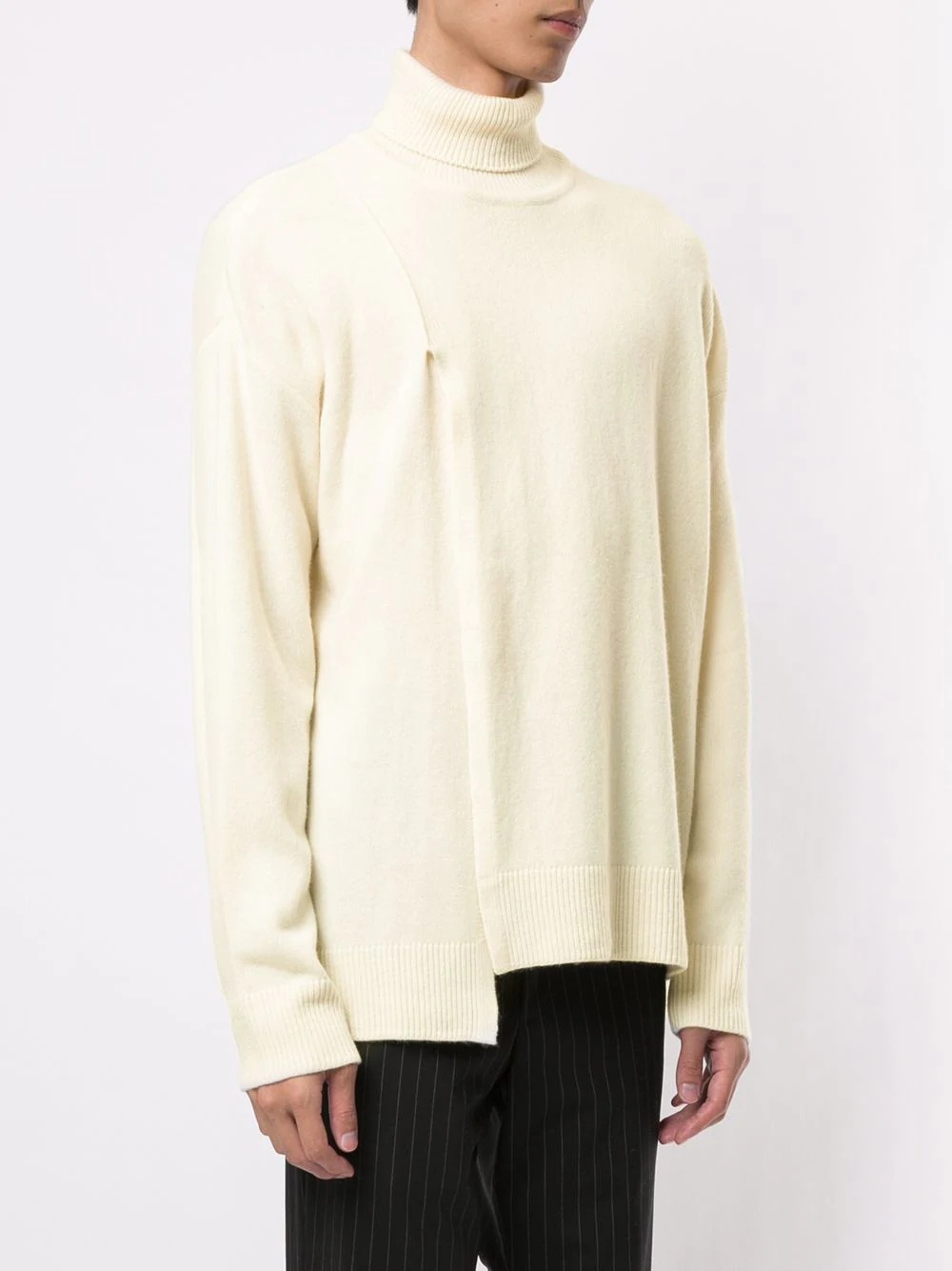 asymmetric-hem roll neck sweater - 3