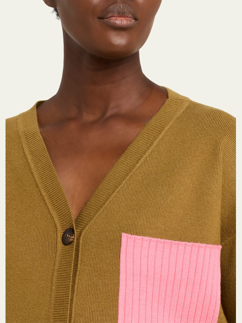 zomer Colorblock Cropped V-Neck Cardigan outlook