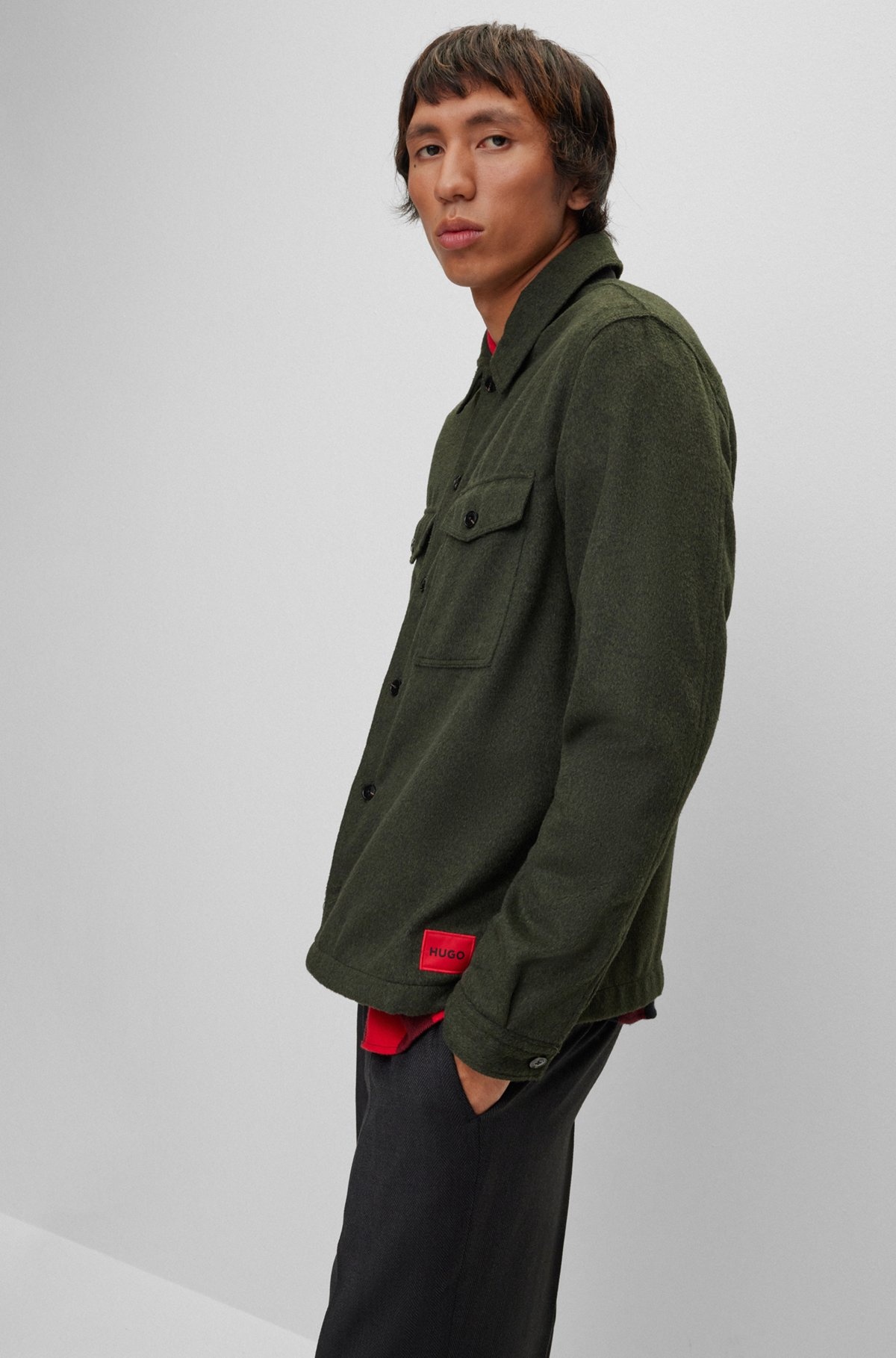 OVERSIZE-FIT OVERSHIRT WITH RED LOGO LABEL - 6