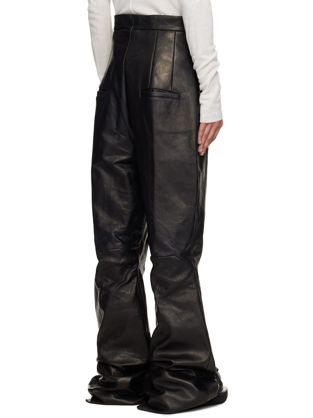 Black Hollywood Dirt Bolan Leather Trousers - 3