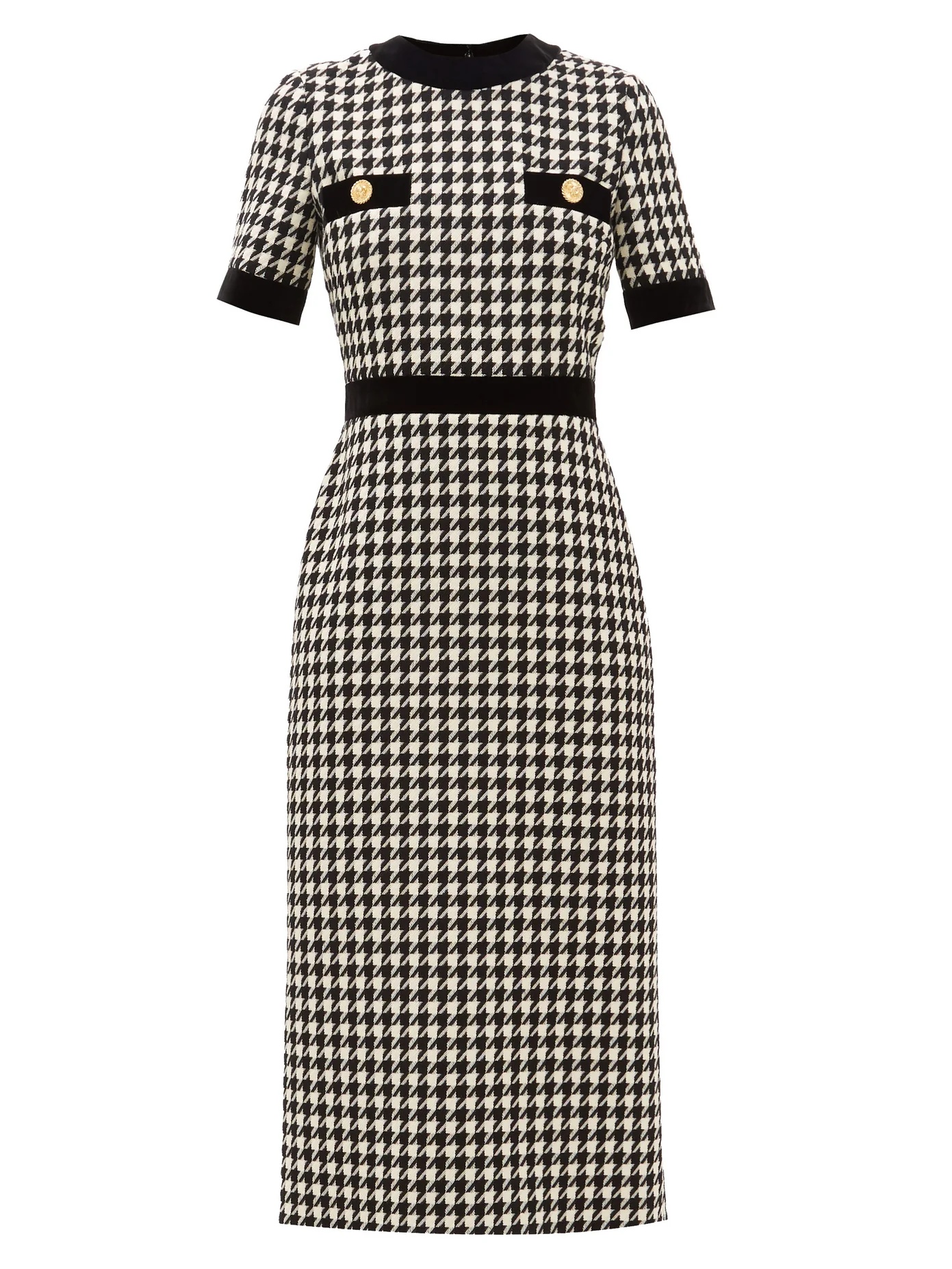 Houndstooth wool-blend dress - 1