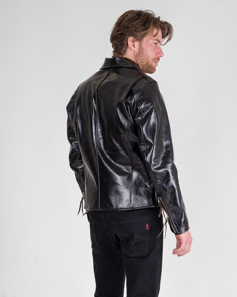 JAPANESE HORSEHIDE RIDER’S JACKET WITH COLLAR - BLACK (TEA-CORE DYED) 4
