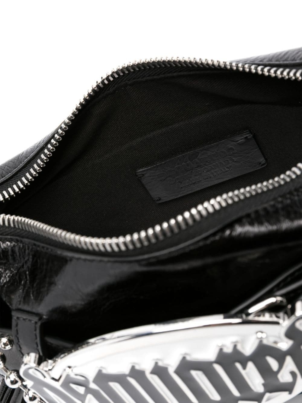 Gothic logo-plaque leather shoulder bag - 5