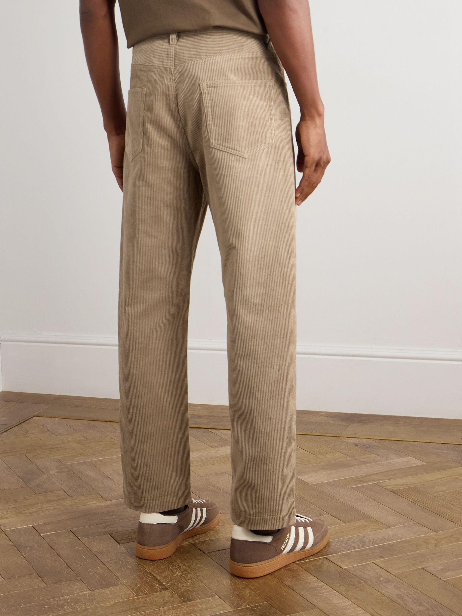 Achille Cropped Straight-Leg Cotton-Corduroy Trousers Beige - 4