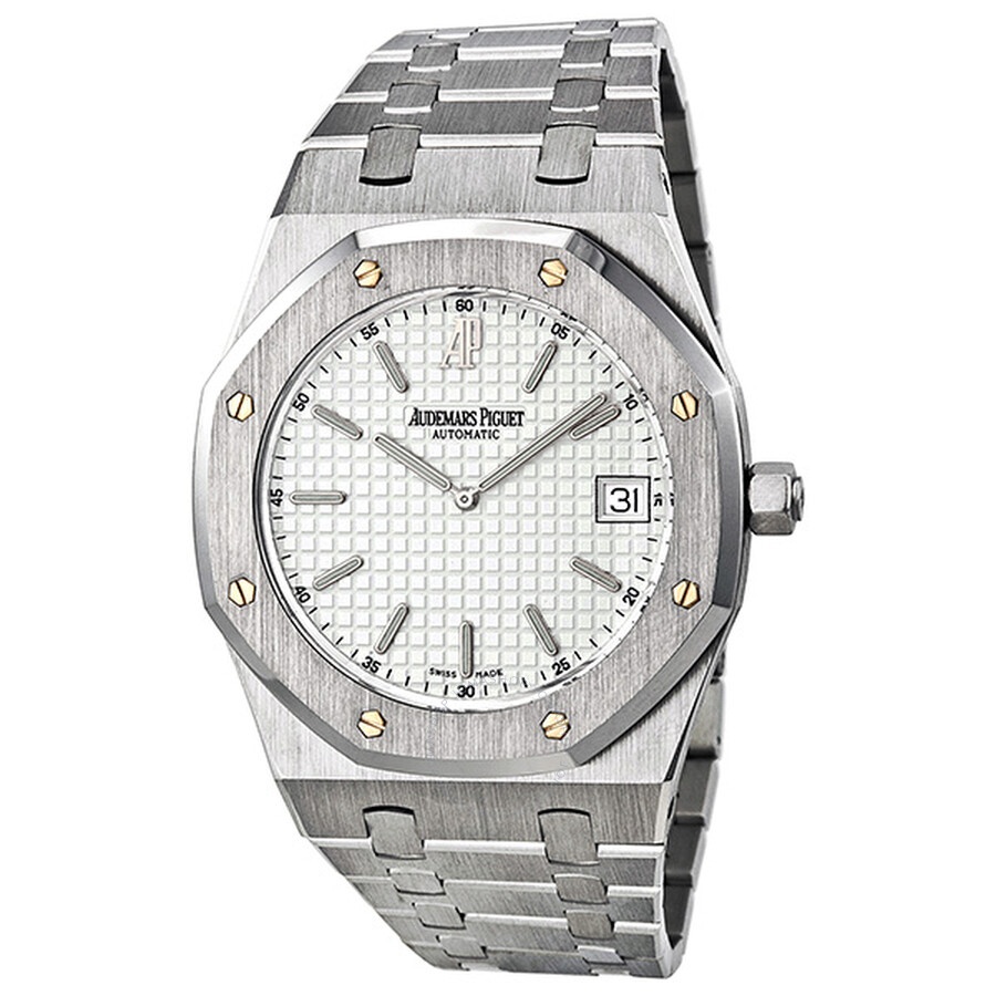 Pre-owned Audemars Piguet Royal Oak Jumbo White Guilloche Dial Men's Watch 15202ST.OO.0944ST.01 - 1