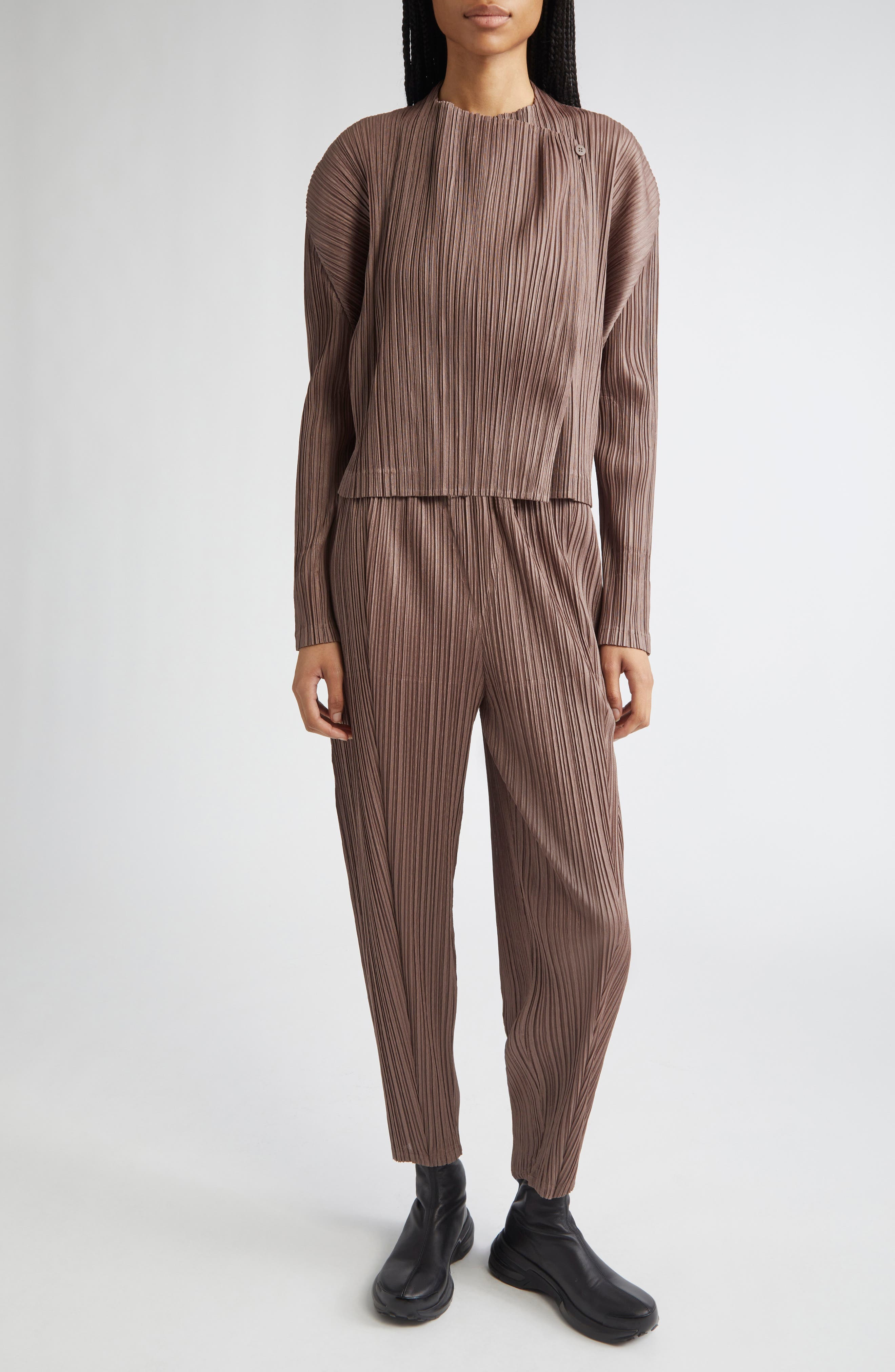Pleats Please Issey Miyake Pleated Jacket in Brown at Nordstrom - 2