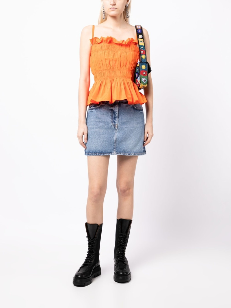 MSGM washed cotton denim skirt outlook