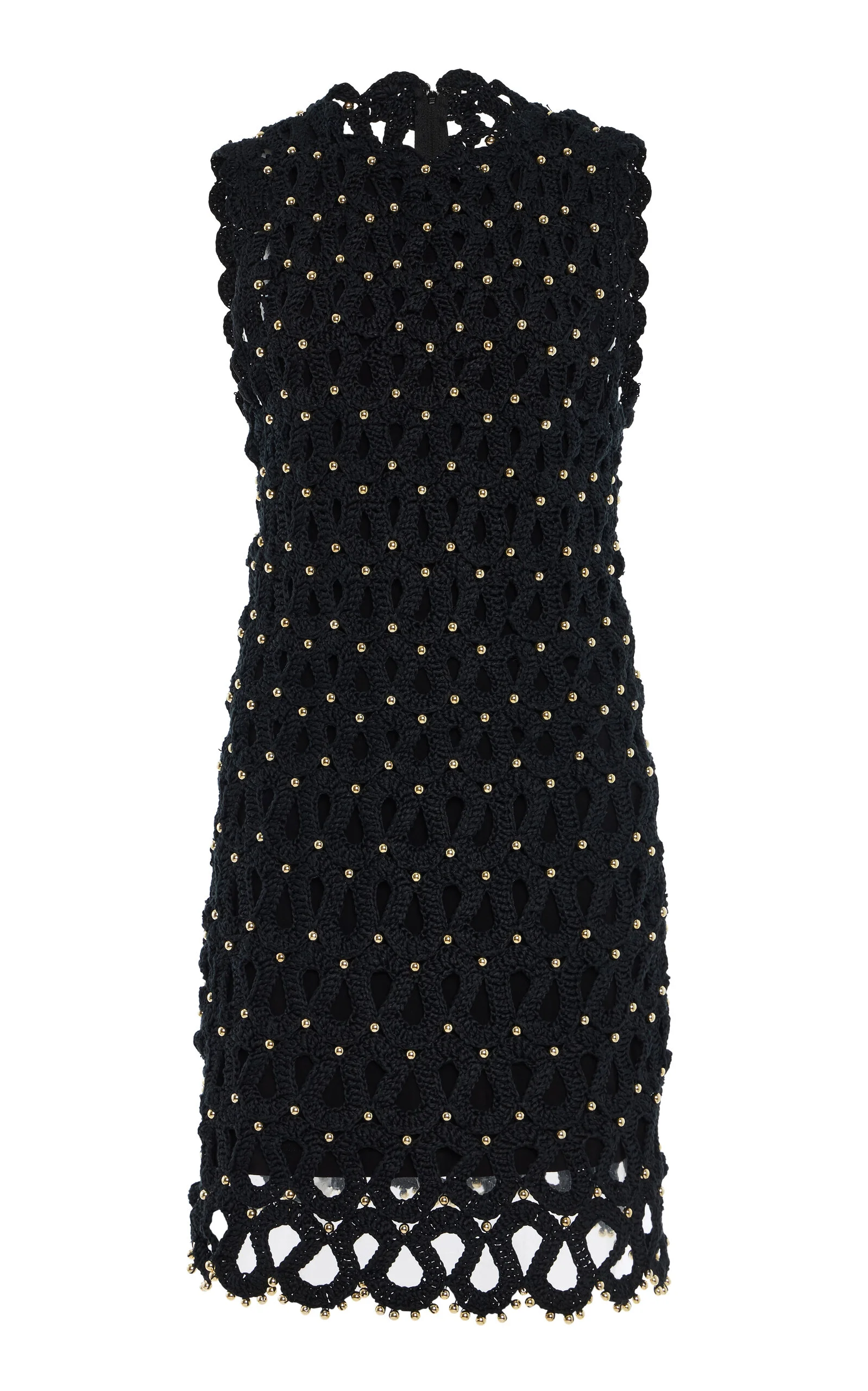 Embroidered Cotton-Wave Crochet Dress black - 1