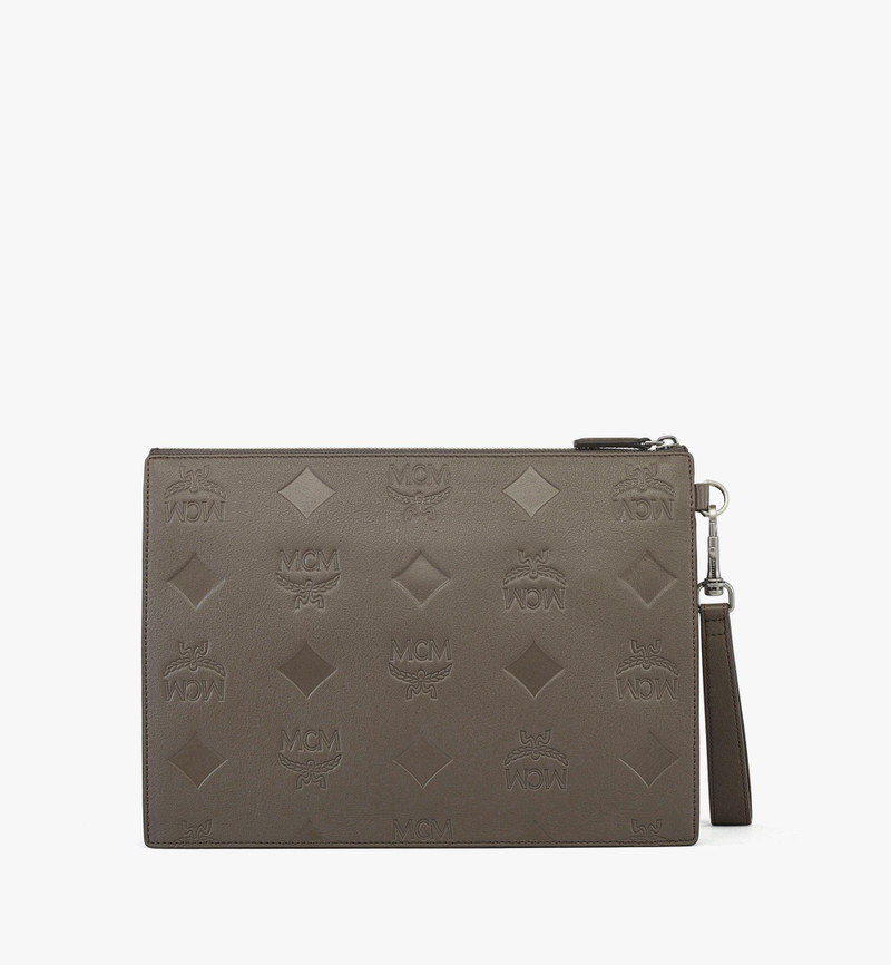Aren Wristlet Zip Pouch in Maxi Monogram Leather 3