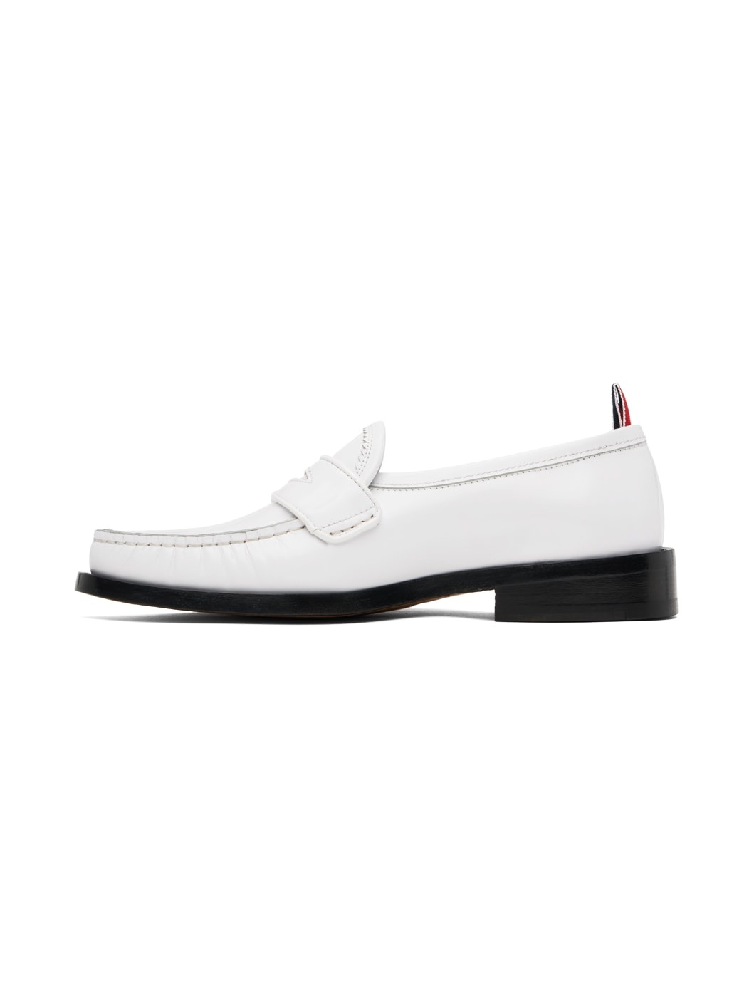 White Spazzolato Pleated Varsity Loafers - 3