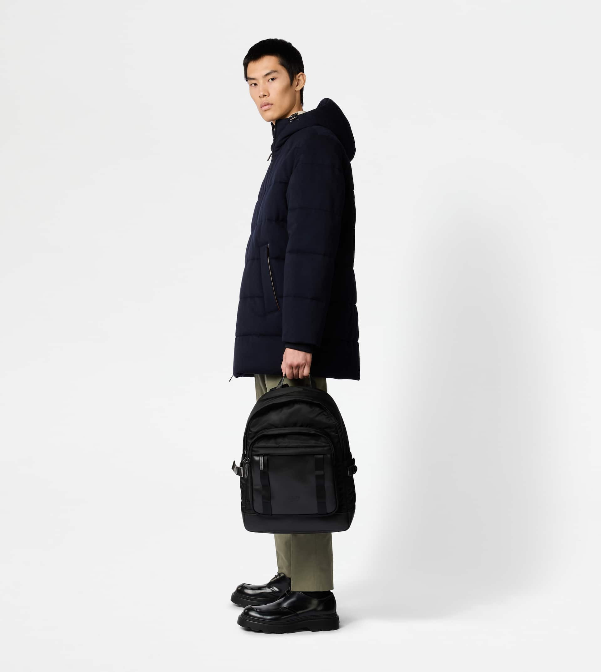 BACKPACK IN FABRIC AND LEATHER MEDIUM - BLACK - 7
