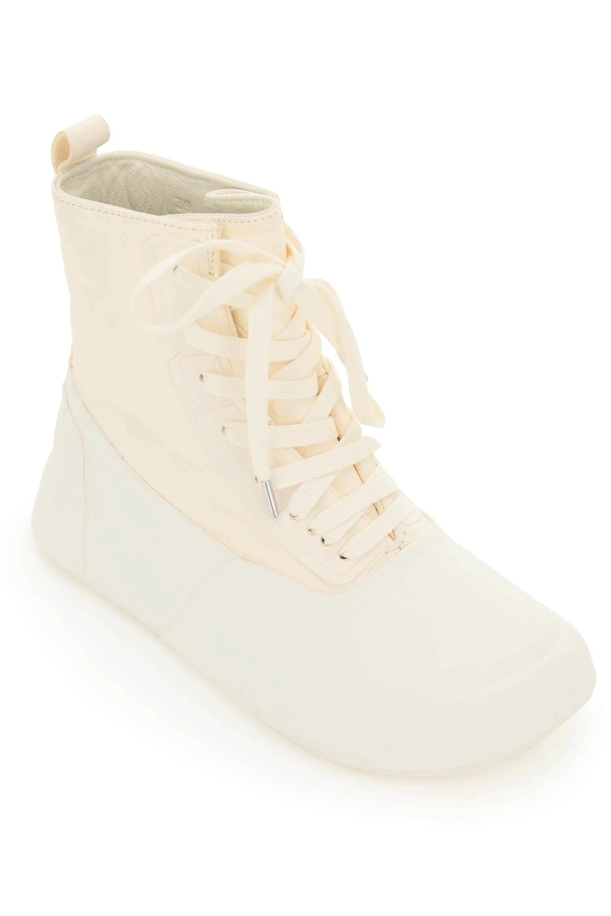 RUBBER AND LEATHER HI-TOP SNEAKERS - 4