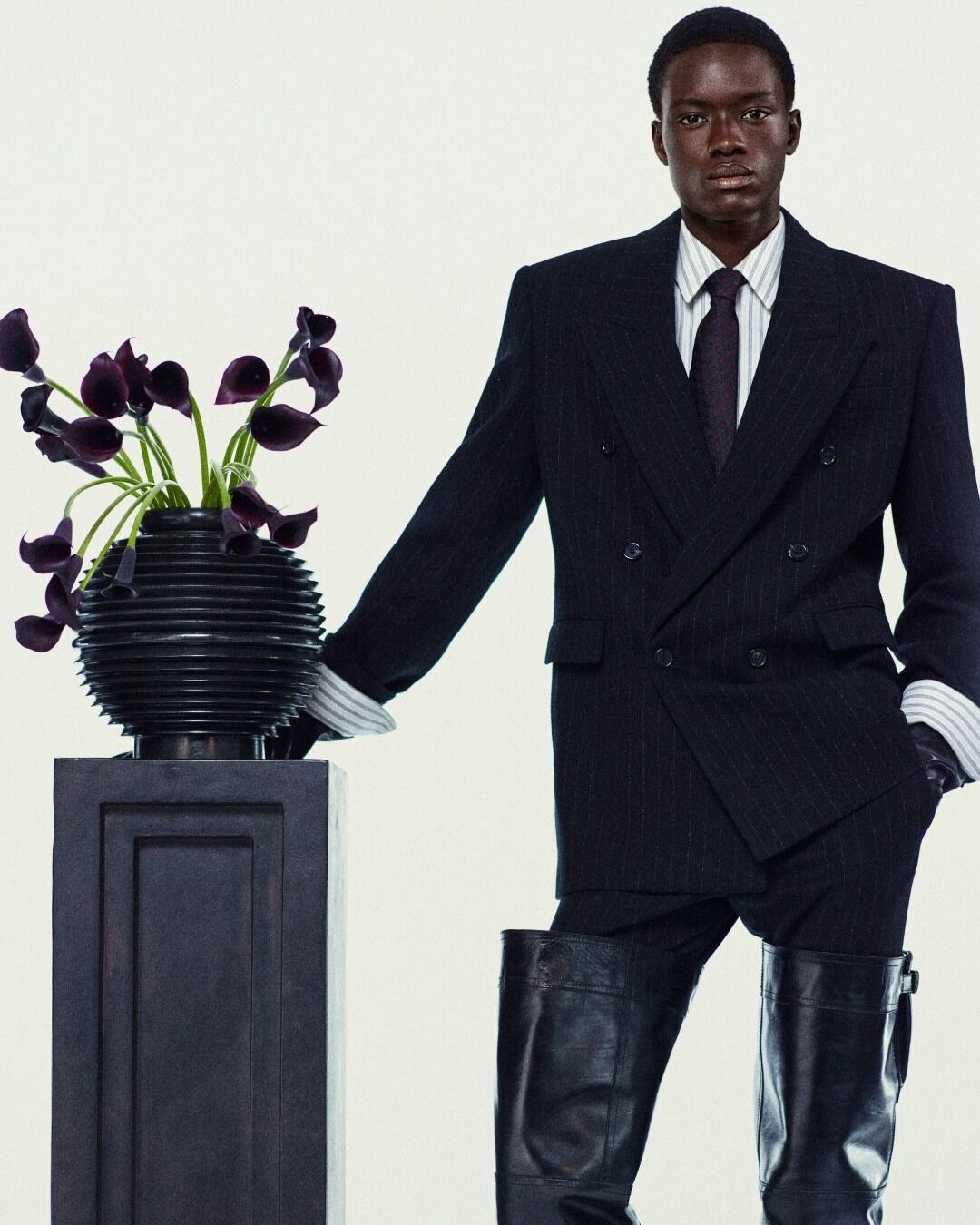 PINSTRIPE JACKET IN BRUSHED WOOL AND CASHMERE FLANNEL - 2