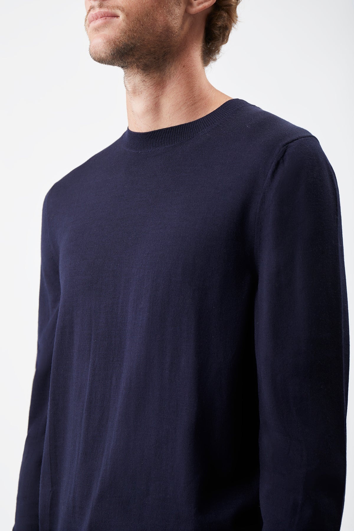 Palco Knit Crewneck in Navy Merino Wool - 5