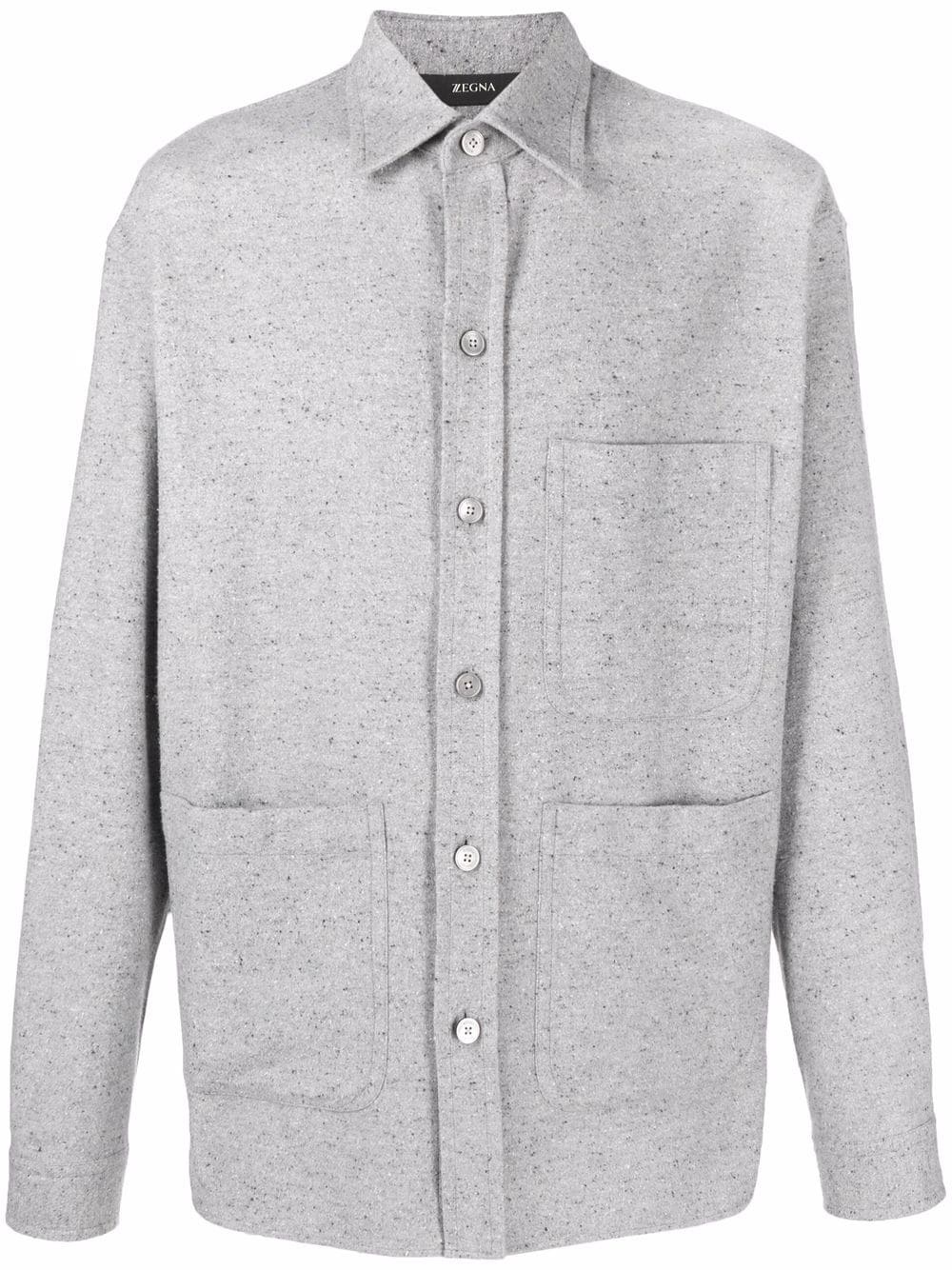 textured buttoned-up shirt - 1