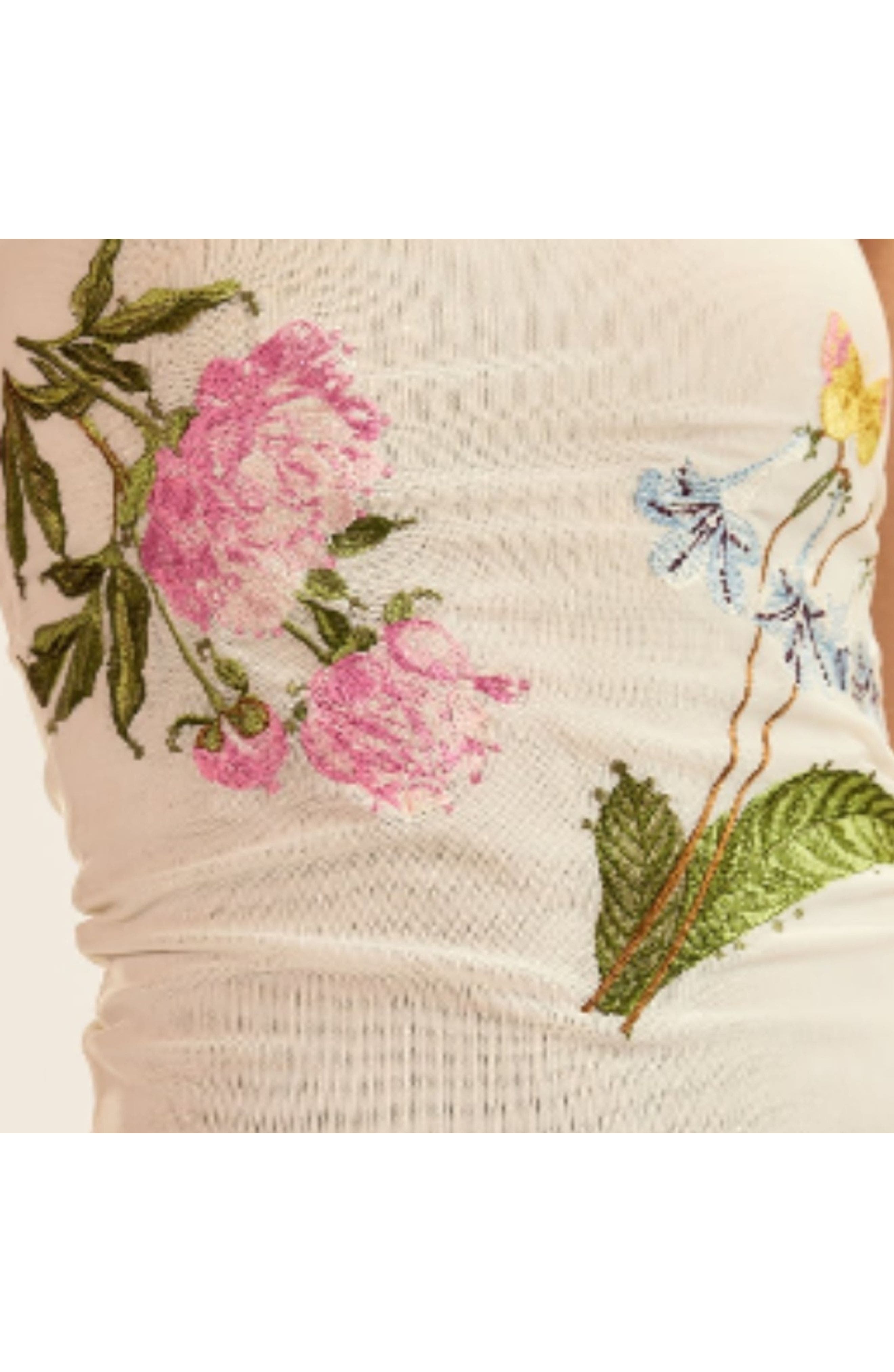 Cynthia Rowley Wildflower Embroidered Tank Top in White at Nordstrom - 3