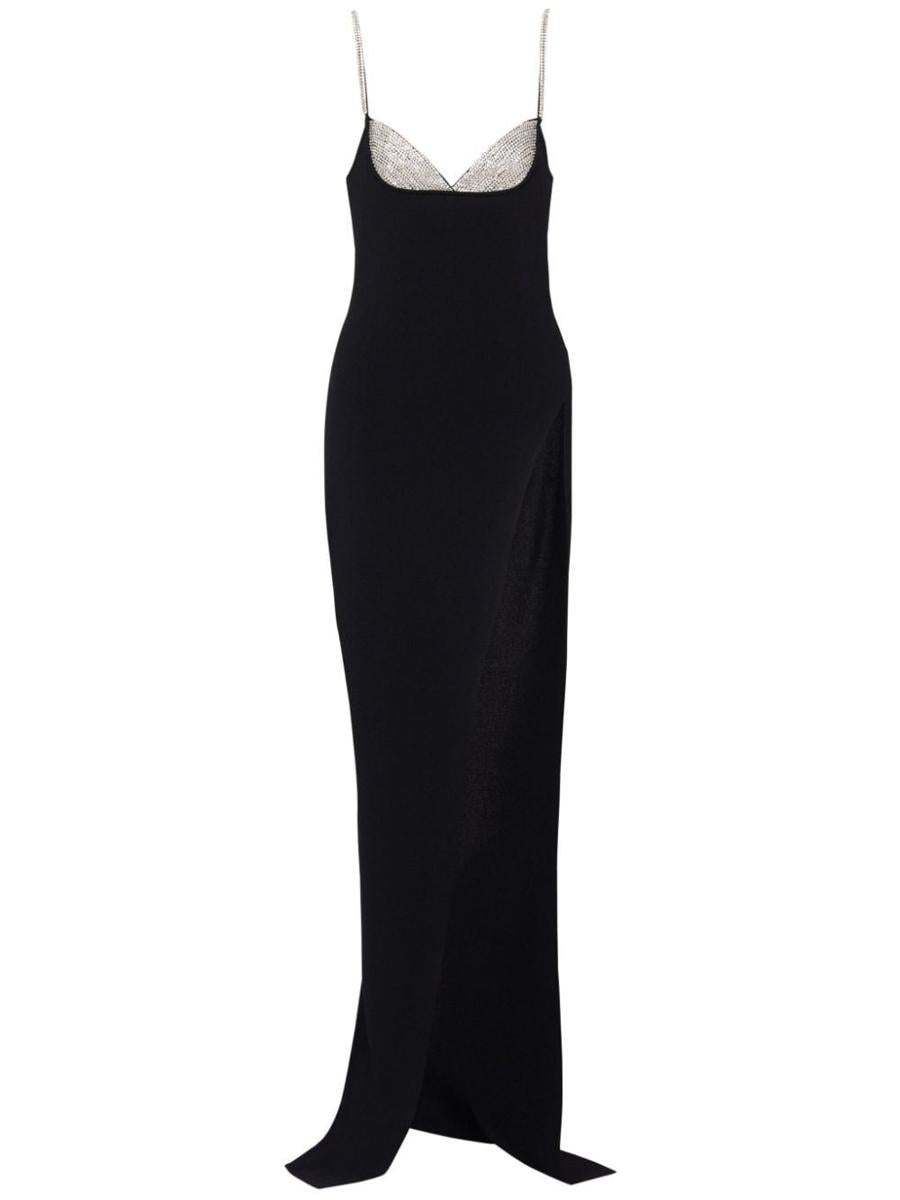 Balmain Thin Strap Knit Long Slit Dress Clothing - 1