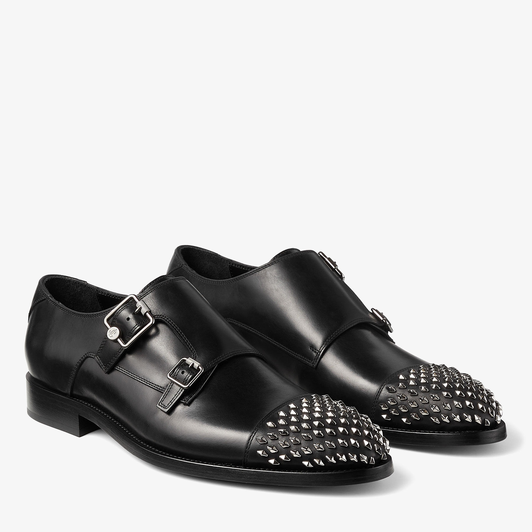 Finnion Monkstrap
Black Calf Leather Monk Strap Shoes with Studs - 2
